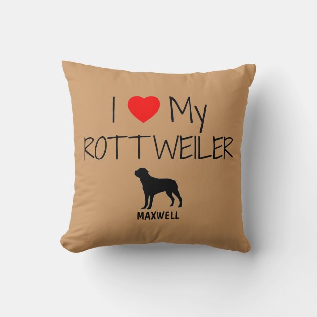Coussin Personnalisé J'Aime Mon Rottweiler (Recto)