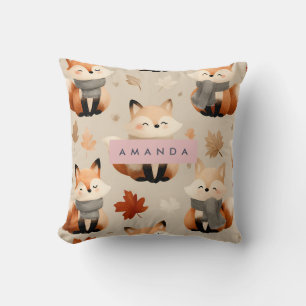 Coussin Personnalisé Kawaii Autumn Fox Motif