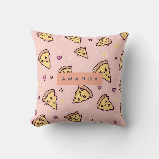 Coussin Personnalisé Kawaii Fun Pizza Slice Motif (Recto)