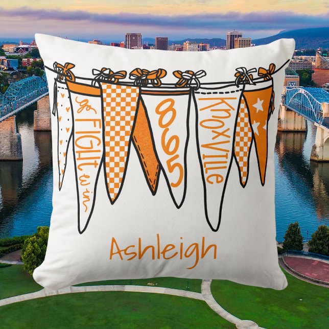 Coussin Personnalisé Knoxville Orange & White Pennant (Créateur téléchargé)