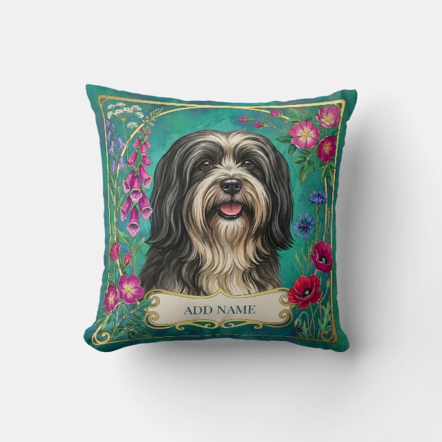 Coussin personnalisé Lhasa Apso noir et blanc (Recto)