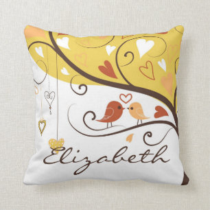 Coussin personnalisé Lovebirds d'automne