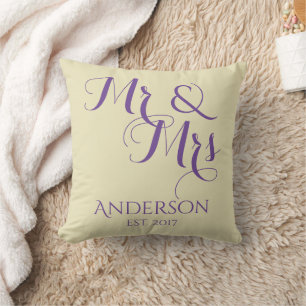 Coussin Personnalisé M. et Mme Mariage ou cadeau d'anniver