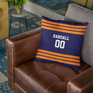 Coussin Personnalisé Marine & Orange Football