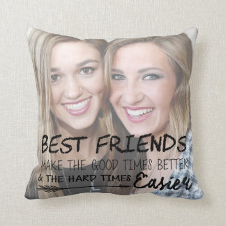 Coussin Personnalisé Meilleur Ami Photo BFF Besties Beige