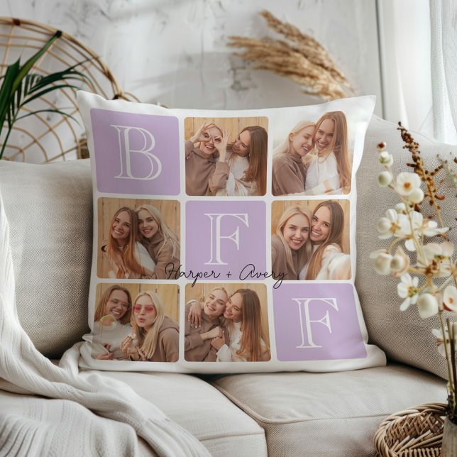 Coussin Personnalisé Meilleur Amis Forever 6 Photo Collage (Celebrate your unbreakable bond with this "Best Friends Forever" photo pillow! )