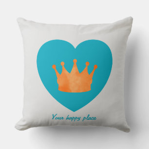 Coussin Personnalisé Minimal géométrique Orange Crown Blue