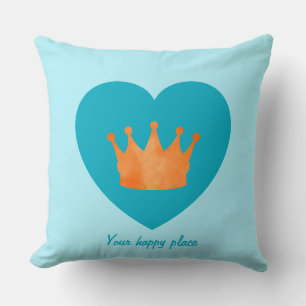 Coussin Personnalisé Minimal géométrique Orange Crown Blue