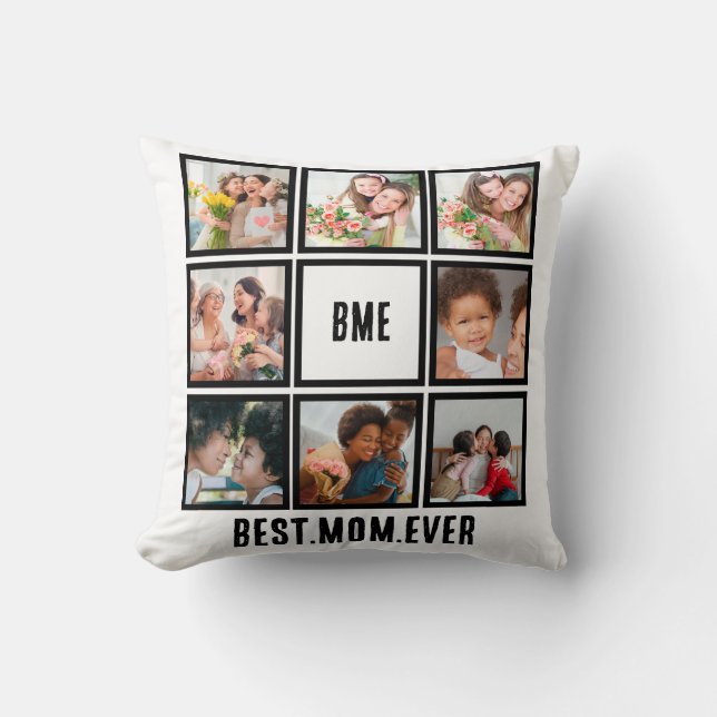 Coussin Personnalisé Moderne Meilleure Maman Ever 8 Photo  (Recto)