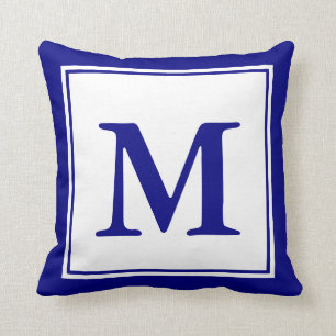 Coussin Personnalisé Monogramme Marine bleu et blanc