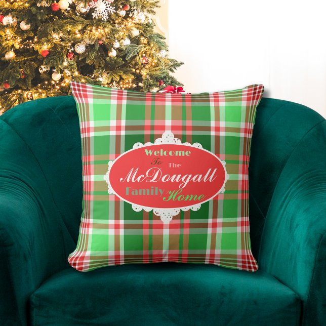 Coussin Personnalisé Noël Fête Rouge Vert Blanc (Créateur téléchargé)