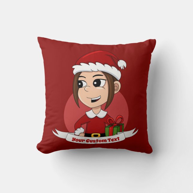 Coussin Personnalisé Noël fille dessin animé lancer oreill (Recto)