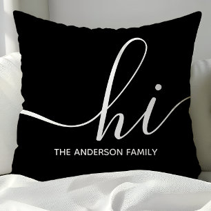 Coussin personnalisé noir avec écriture Hi 