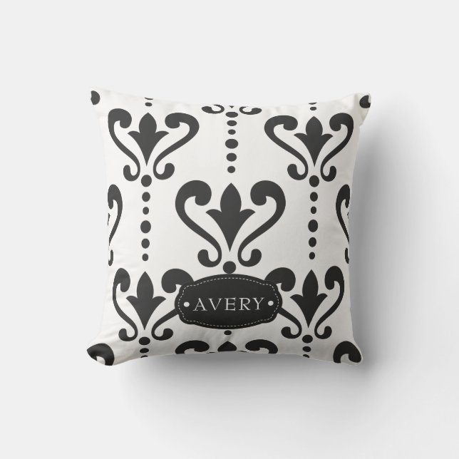 Coussin Personnalisé noir et blanc de luxe (Recto)