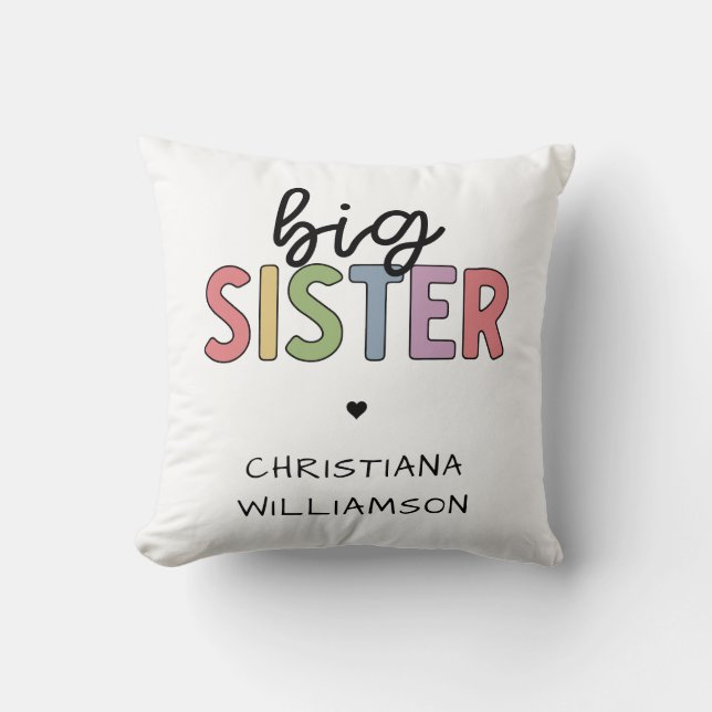 Coussin Personnalisé Nom Big Sister Cute Personnalisé (Recto)