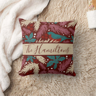 Coussin Personnalisé Nom de famille Cosy Vintage Christmas