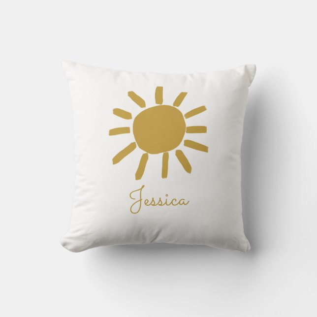 Coussin Personnalisé nom personnalisé bébé soleil heureux  (Recto)