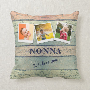 Coussin Personnalisé Nonna Grandchildren 3 Photo Collage