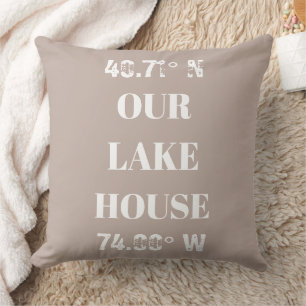 Coussin Personnalisé Notre Lake House Coordonnées Lancer O