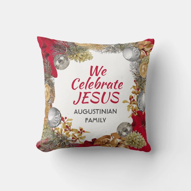 Coussin Personnalisé NOUS CÉLÉBRER JÉSUS Noël (Recto)
