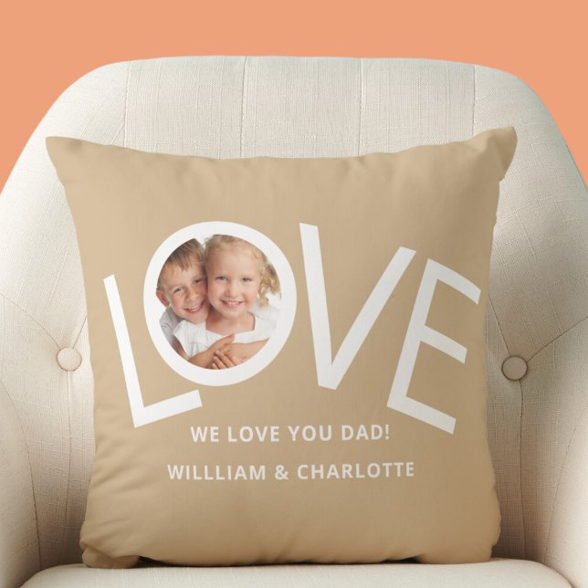Coussin Personnalisé Nous t'aimons Papa Photo (Créateur téléchargé)