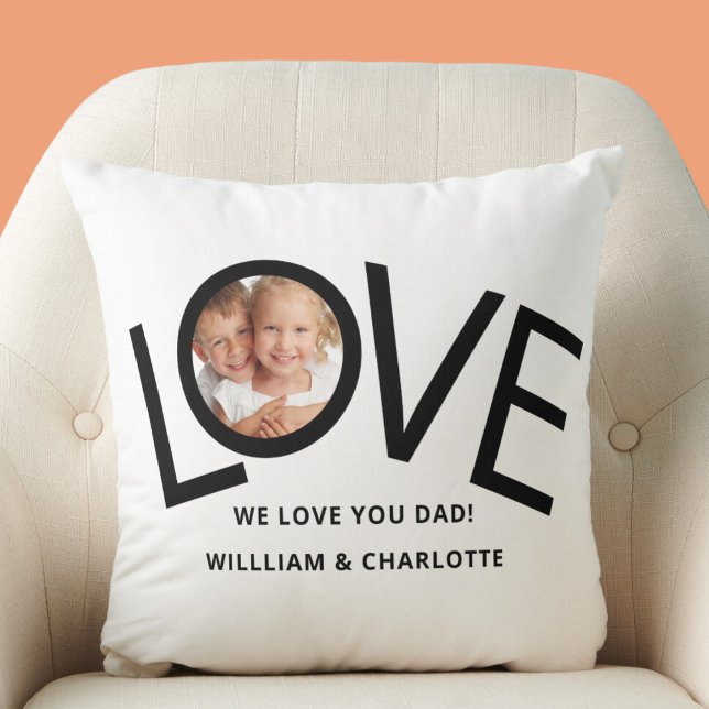Coussin Personnalisé Nous t'aimons Papa Photo (Créateur téléchargé)
