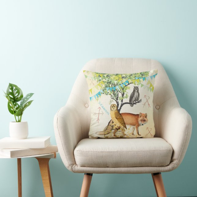 Coussin Personnalisé Nouveau bébé garçon's Room Cute Fox a (Chaise)