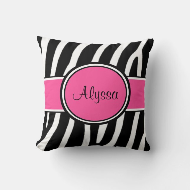 Coussin personnalisé par copie rose de zèbre (Recto)