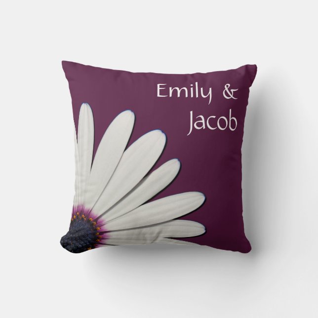 Coussin personnalisé par marguerite pourpre (Recto)