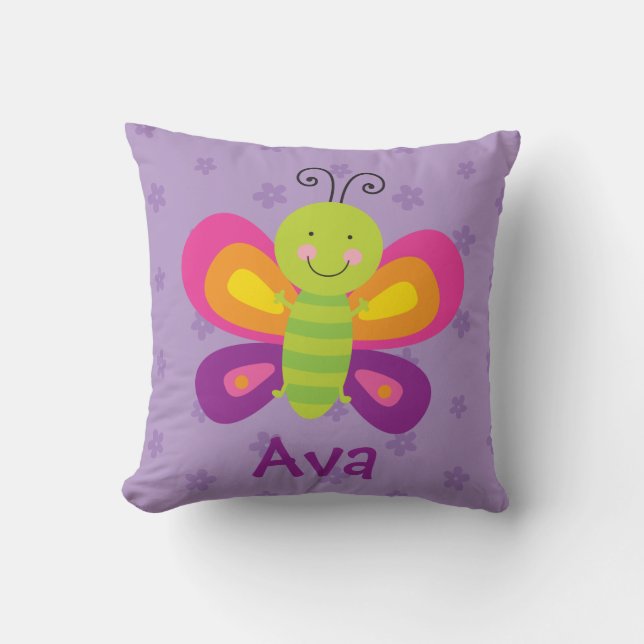 Coussin personnalisé par papillon coloré (Recto)