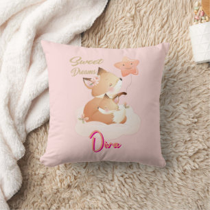 Coussin personnalisé pour bébé renard Sweet Dreams
