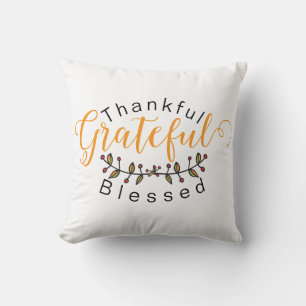 Coussin Personnalisé 'Reconnaissant, Gratifié, Bénis'
