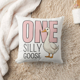 Coussin Personnalisé Rose moderne une oie sotte premier an