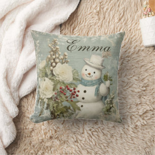 Coussin Personnalisé Russe Vintage Snowman Noël