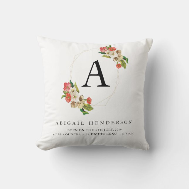 Coussin Personnalisé Rustic Baby Birth Stats (Recto)