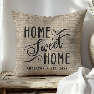 Coussin Personnalisé Rustic Faux Burlap Accueil Sweet Home