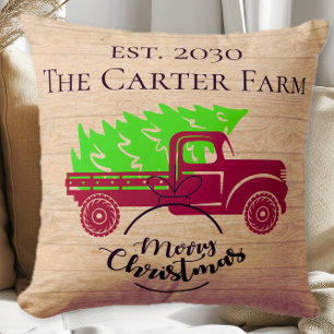 Coussin Personnalisé Rustic Truck Est. Oui. Noël