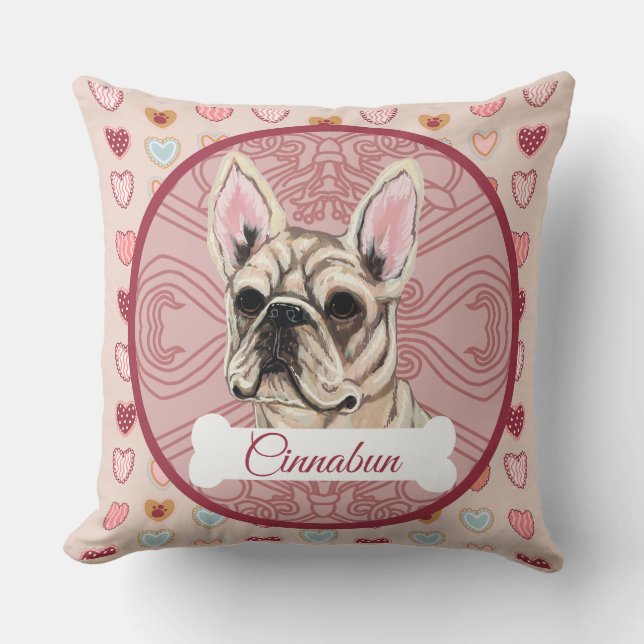Coussin personnalisé Saint-Valentin pour Bouledogu (Recto)