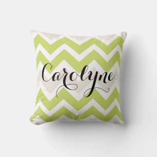 Coussin personnalisé Spring Green Chevron