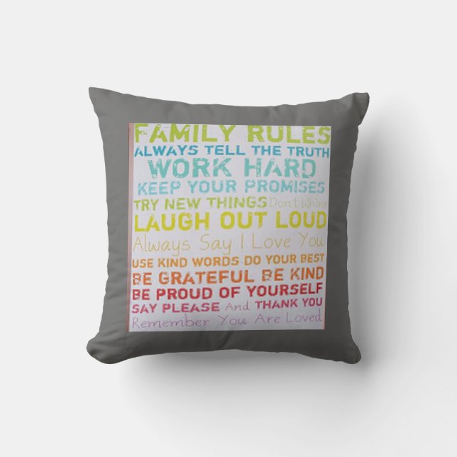coussin personnalisé— taches d'encre RÈGLES FAMILI (Recto)