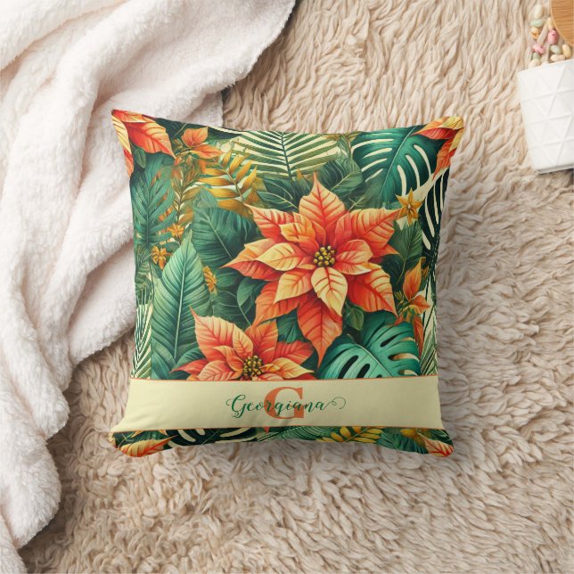 Coussin Personnalisé Vibrant Tropical Noël Poinsettia (Couverture)