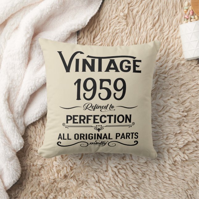 Coussin Personnalisé vintage 65e anniversaire noir et blan (Couverture)