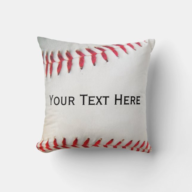 Coussin personnalisé White Baseball rouge couture (Recto)