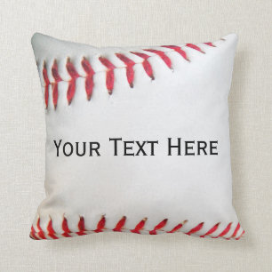Coussin personnalisé White Baseball rouge couture