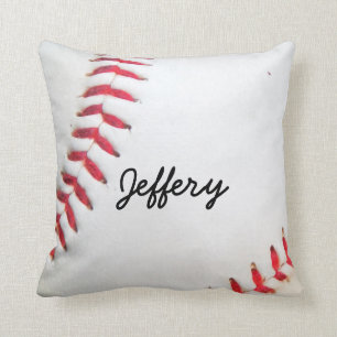 Coussin personnalisé White Baseball rouge couture