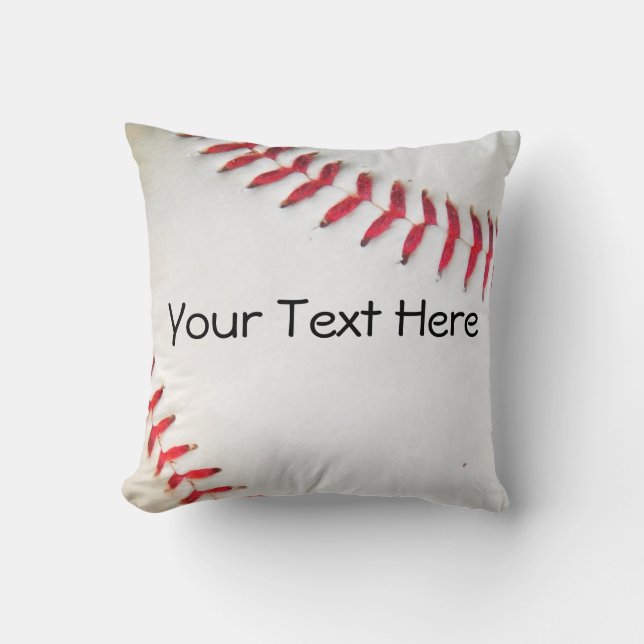 Coussin personnalisé White Baseball rouge couture (Recto)