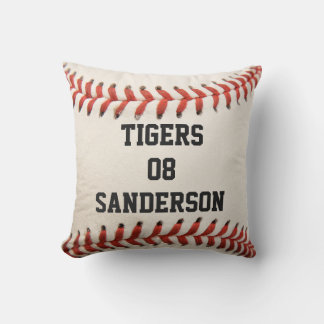 Coussin personnalisé White Baseball rouge couture