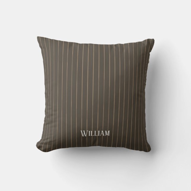 Coussin Personnalised brown retro pinstripes (Recto)