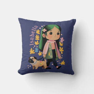 Coussin Personnalisée Belle Fille Marcher Avec Carlin