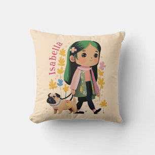 Coussin Personnalisée Belle Fille Marcher Avec Carlin